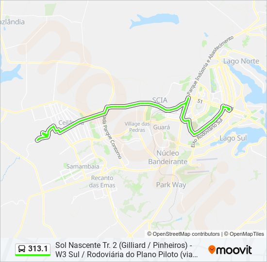 Mapa da linha 313.1 de ônibus