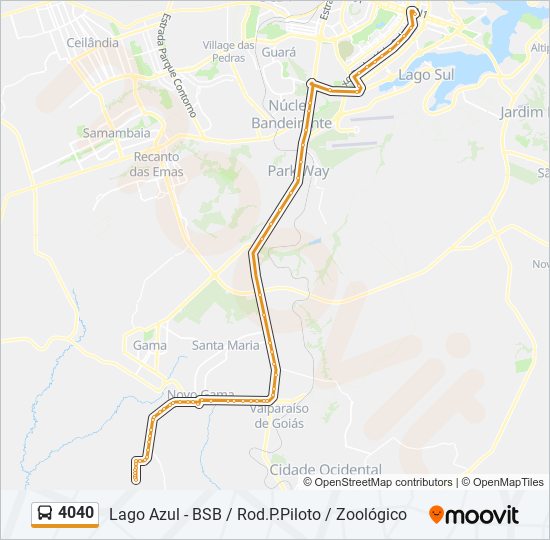 Mapa da linha 4040 de ônibus