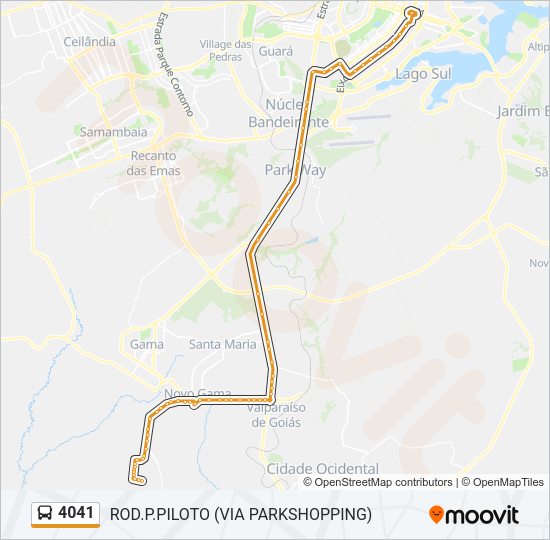 Mapa da linha 4041 de ônibus