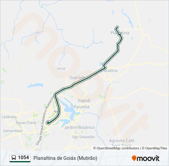 Mapa da linha 1054 de ônibus