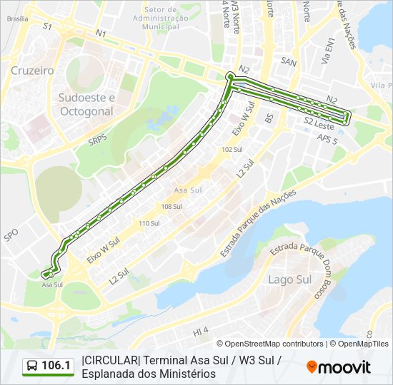 Mapa da linha 106.1 de ônibus