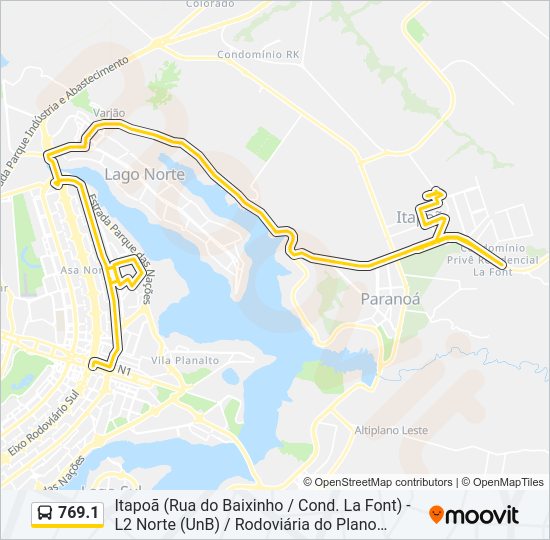 Mapa da linha 769.1 de ônibus