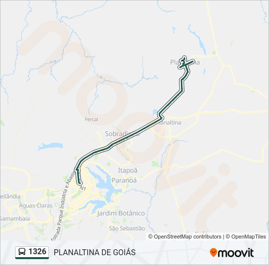Mapa da linha 1326 de ônibus