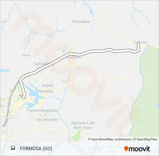 BRASÍLIA/DF - FORMOSA/GO Bus Line Map