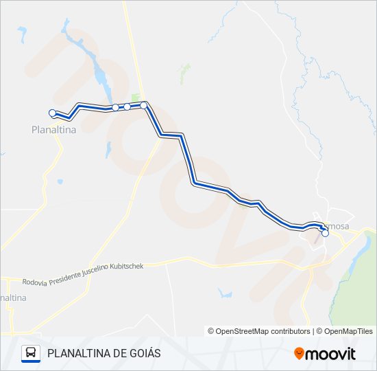 Mapa da linha FORMOSA/GO - PLANALTINA DE GOIÁS de ônibus