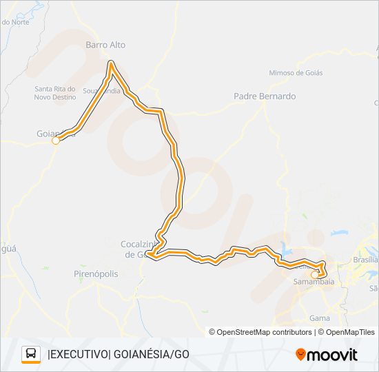 Mapa da linha VIAÇÃO GOIANÉSIA de ônibus