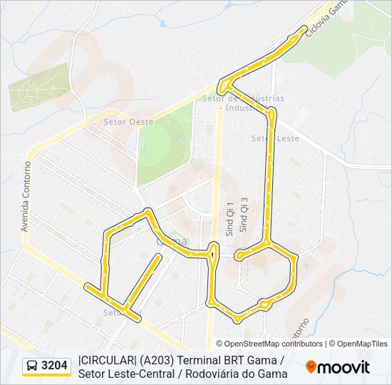 Mapa da linha 3204 de ônibus
