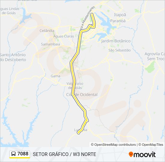 Mapa da linha 7088 de ônibus