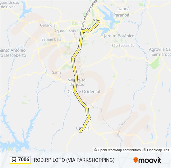 Mapa da linha 7006 de ônibus