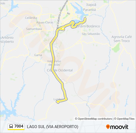 Mapa da linha 7004 de ônibus