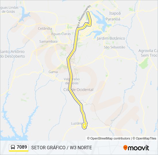 Mapa da linha 7089 de ônibus