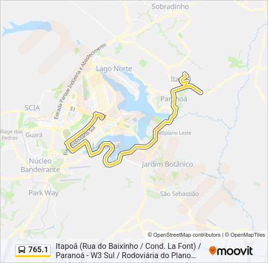 Mapa da linha 765.1 de ônibus