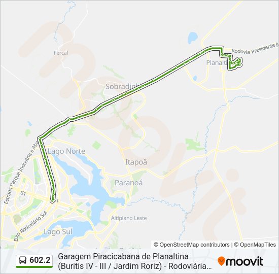 Mapa da linha 602.2 de ônibus