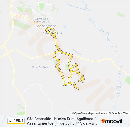 Mapa da linha 190.4 de ônibus