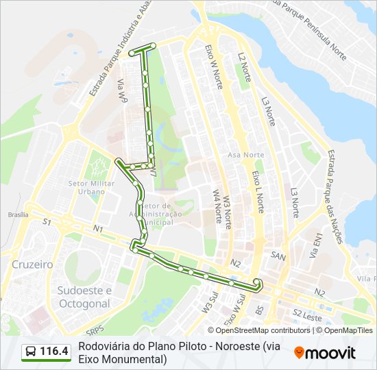 Mapa da linha 116.4 de ônibus