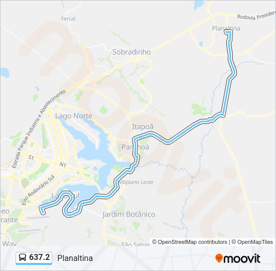 Mapa da linha 637.2 de ônibus