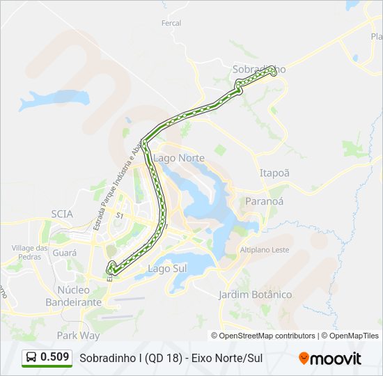 Mapa da linha 0.509 de ônibus