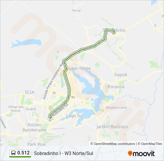Mapa da linha 0.512 de ônibus