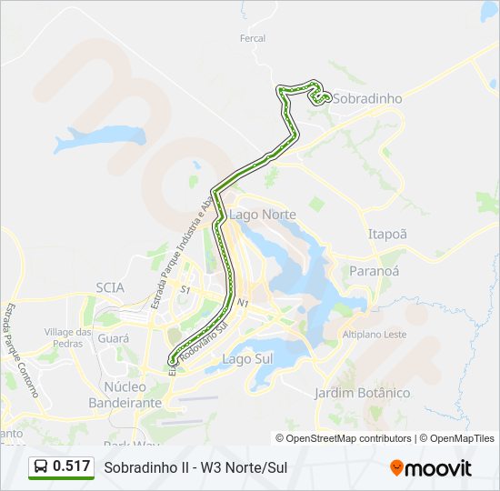 Mapa da linha 0.517 de ônibus