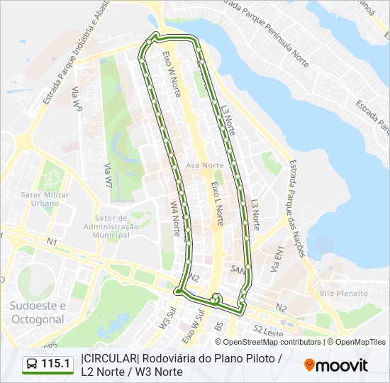 Mapa da linha 115.1 de ônibus