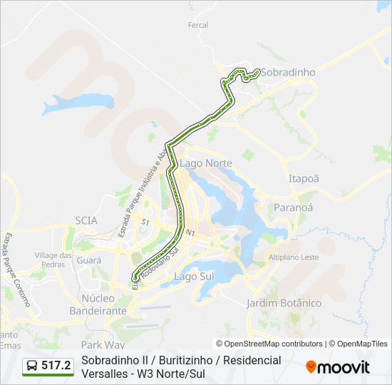 Mapa da linha 517.2 de ônibus