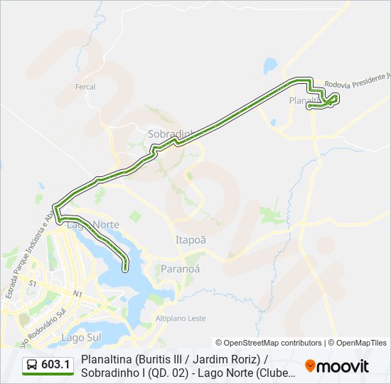 Mapa de 603.1 de autobús