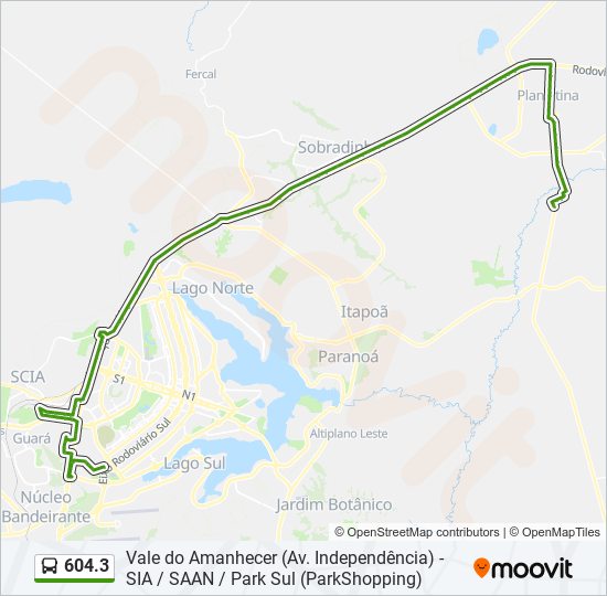 Mapa da linha 604.3 de ônibus