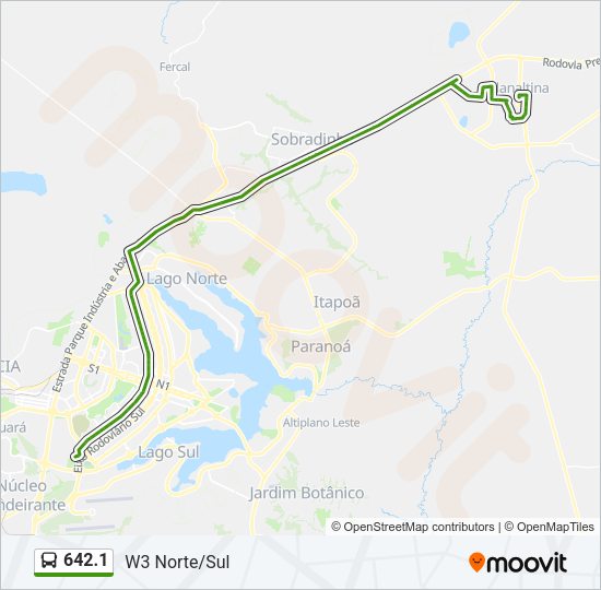 Mapa da linha 642.1 de ônibus