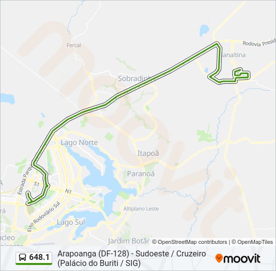 Mapa de 648.1 de autobús