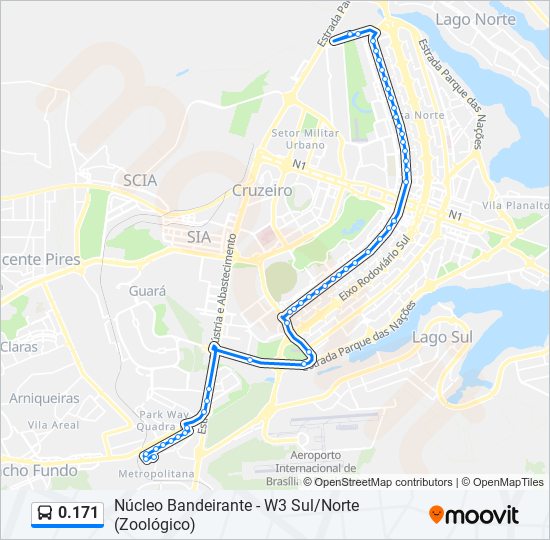 Mapa da linha 0.171 de ônibus