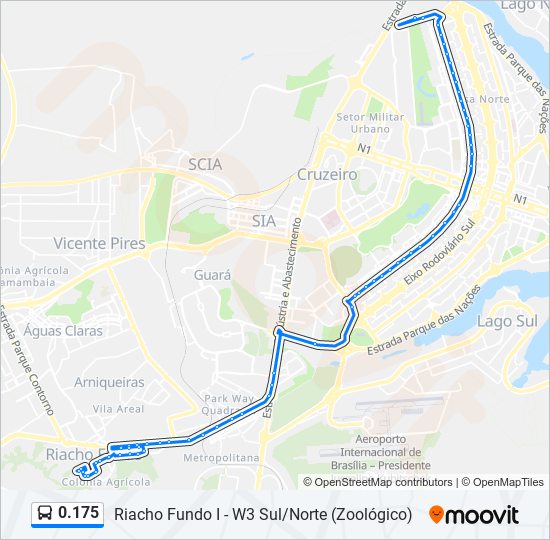 Mapa da linha 0.175 de ônibus