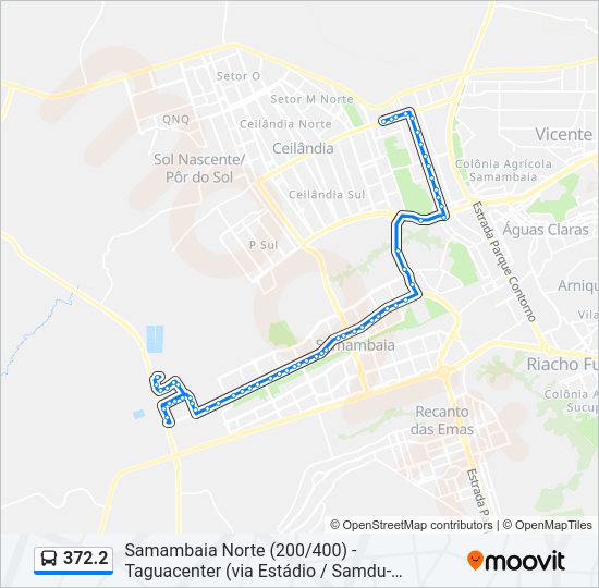 Mapa da linha 372.2 de ônibus