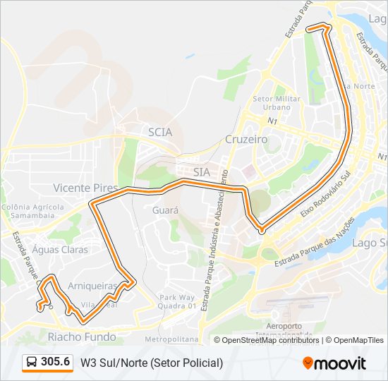 Mapa da linha 305.6 de ônibus