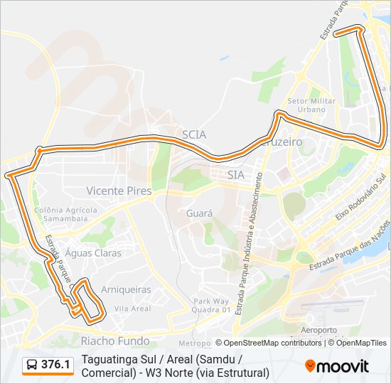 Mapa da linha 376.1 de ônibus