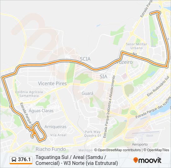 Mapa da linha 376.1 de ônibus