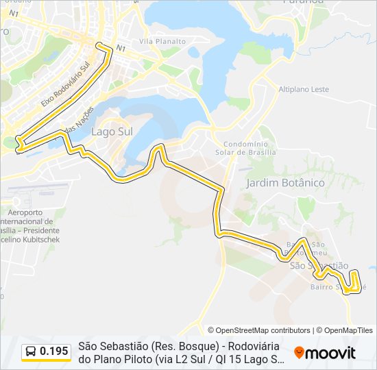 Mapa da linha 0.195 de ônibus