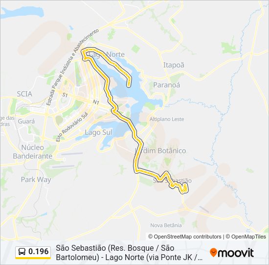 Mapa da linha 0.196 de ônibus