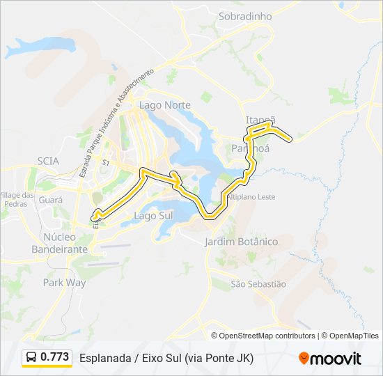 Mapa da linha 0.773 de ônibus