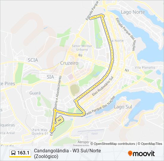 Mapa da linha 163.1 de ônibus