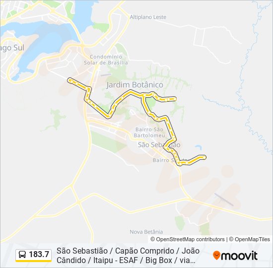 Mapa da linha 183.7 de ônibus