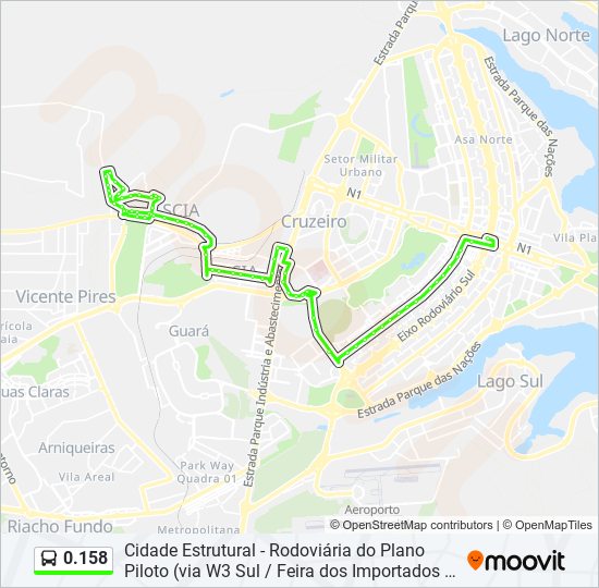 Mapa da linha 0.158 de ônibus