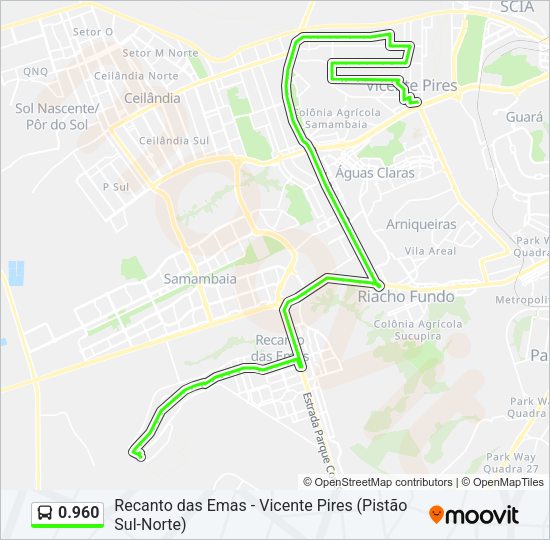 Mapa da linha 0.960 de ônibus