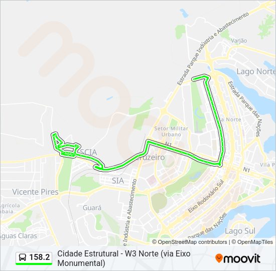 Mapa da linha 158.2 de ônibus