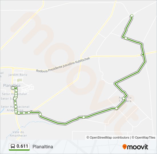Mapa da linha 0.611 de ônibus