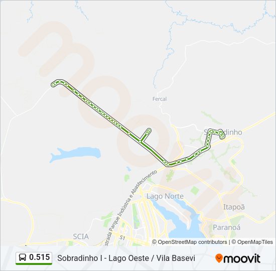 Mapa da linha 0.515 de ônibus