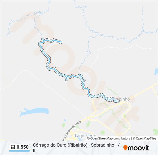 Mapa da linha 0.550 de ônibus