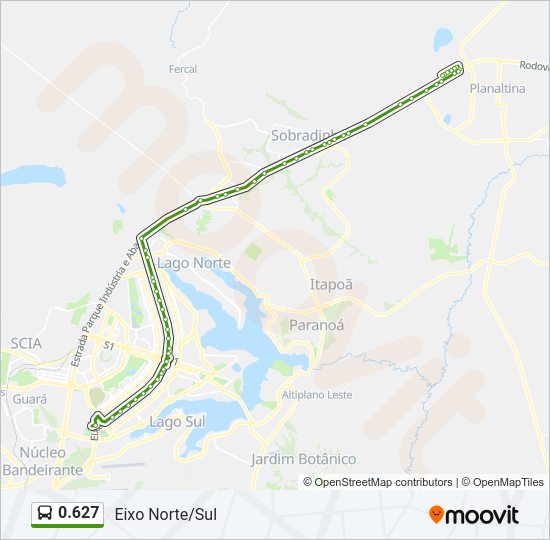 Mapa da linha 0.627 de ônibus