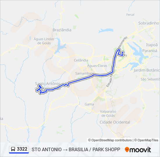 3322 Route: Schedules, Stops & Maps - Brasilia → Sto Antonio / Queiroz  (Updated)