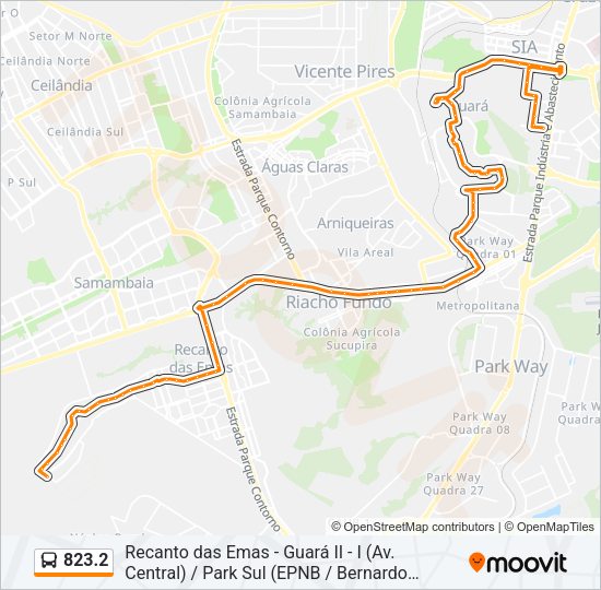 Mapa da linha 823.2 de ônibus