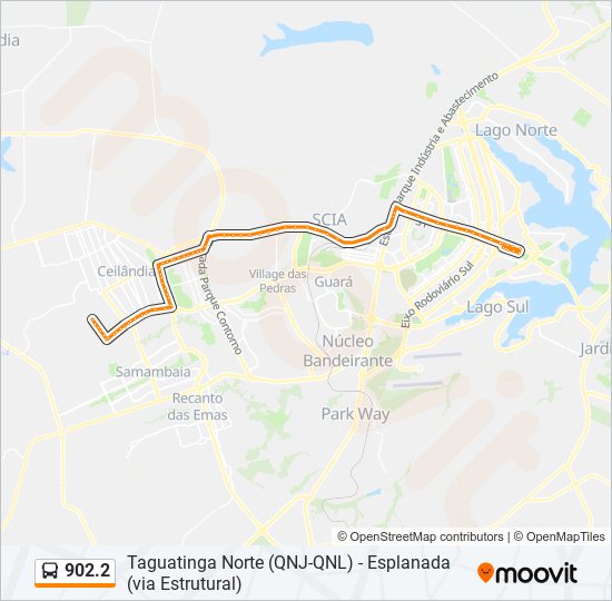 Mapa da linha 902.2 de ônibus